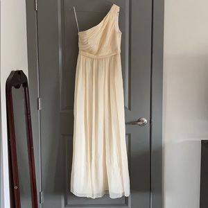J Crew One Shoulder Cream Dress